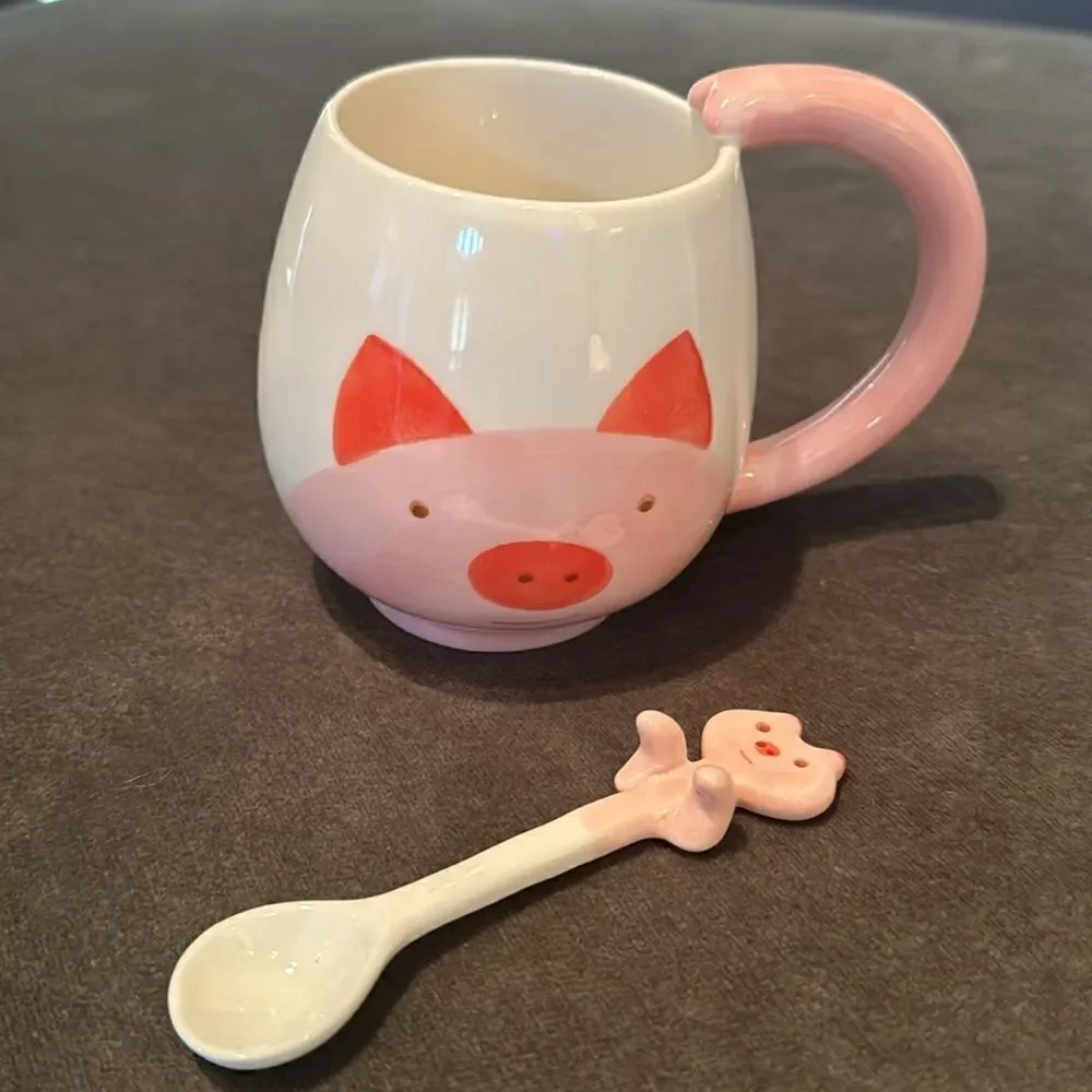 Pig Mug and Spoon Gift Set 15oz Capacity NEW